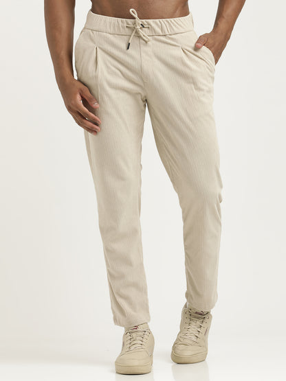 Corduroy Trousers with Multi Pockets Cream