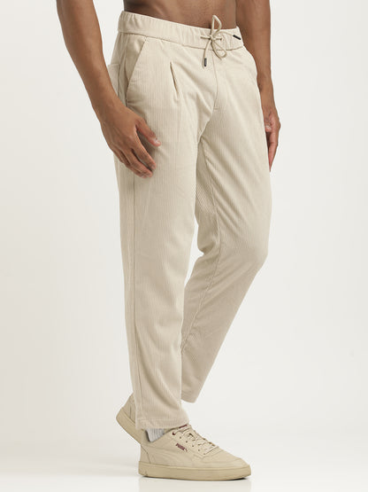 Corduroy Trousers with Multi Pockets Cream