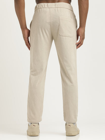 Corduroy Trousers with Multi Pockets Cream