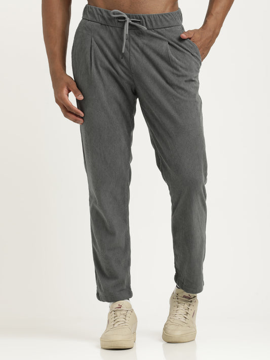 Comfort Fit Corduroy Trousers with Multhi Pockets Grey