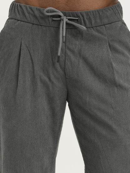 Corduroy Trousers with Multi Pockets Grey