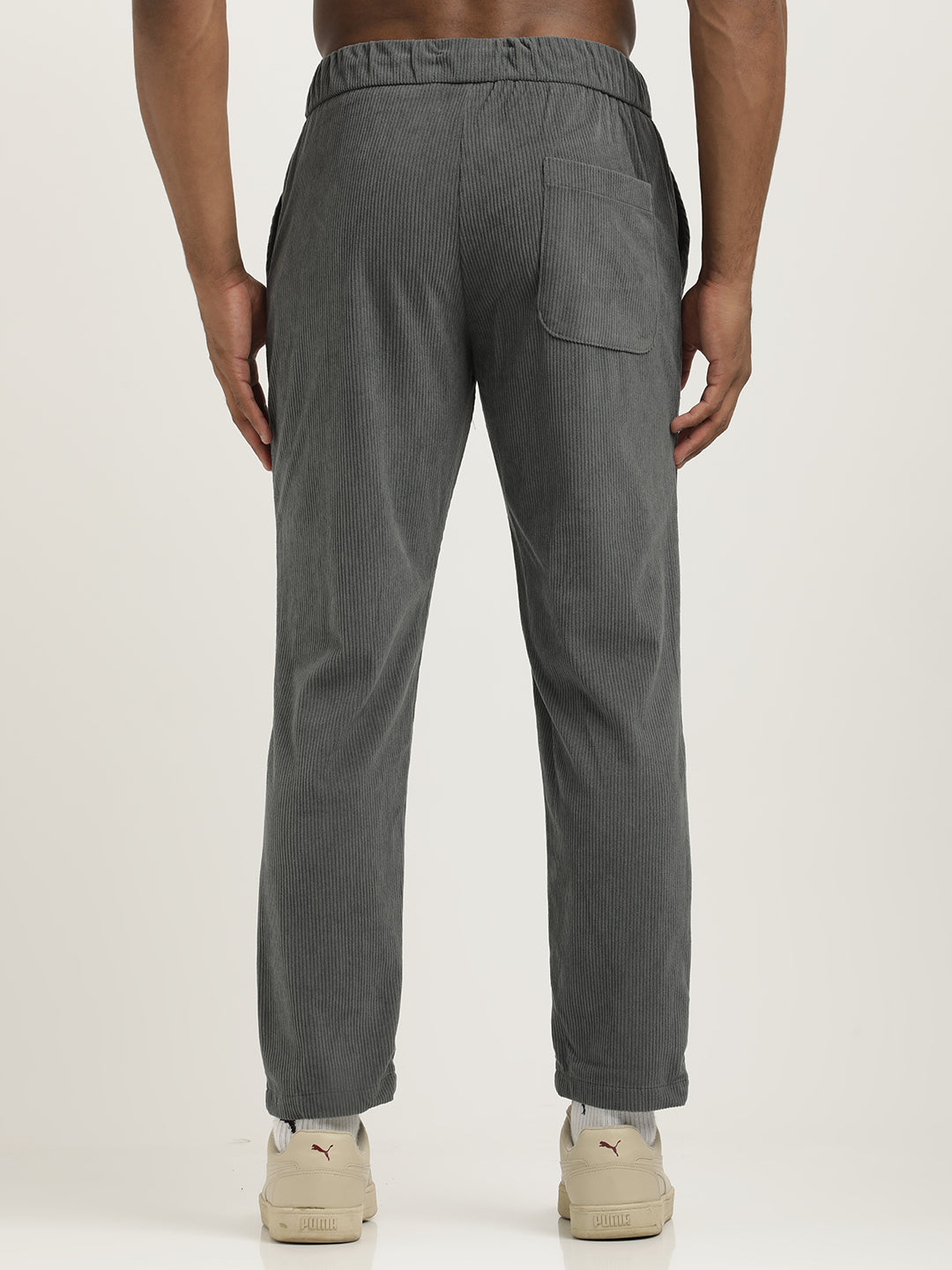 Comfort Fit Corduroy Trousers with Multhi Pockets Grey