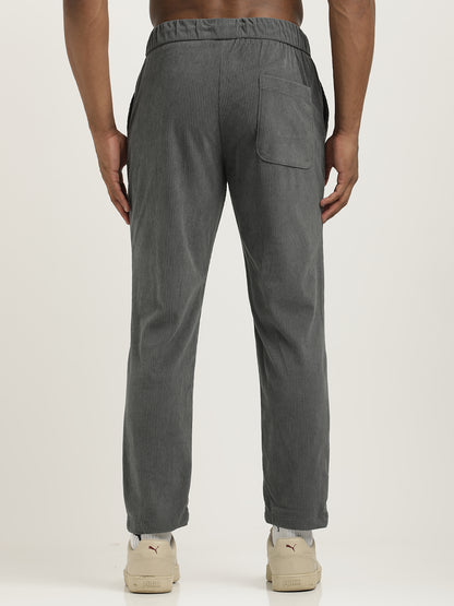Corduroy Trousers with Multi Pockets Grey