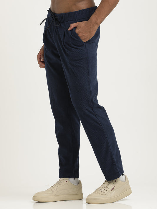 Comfort Fit Corduroy Trousers with Multhi Pockets Navy