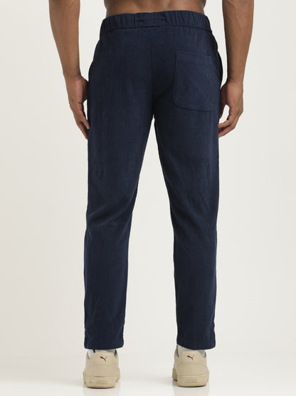 Corduroy Trousers with Multi Pockets Navy