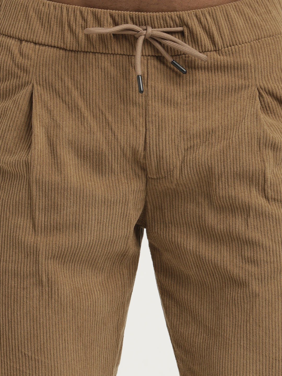 Comfort Fit Corduroy Trousers with Multhi Pockets Khaki