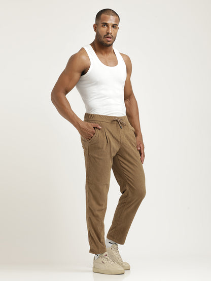 Corduroy Trousers with Multi Pockets Khaki