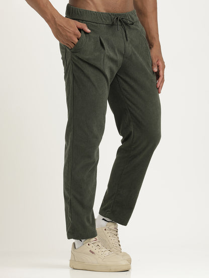 Corduroy Trousers with Multi Pockets Green