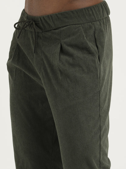 Corduroy Trousers with Multi Pockets Green