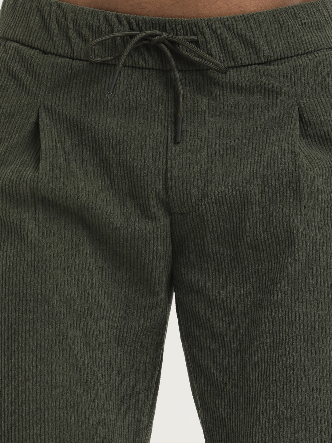 Comfort Fit Corduroy Trousers with Multhi Pockets Green