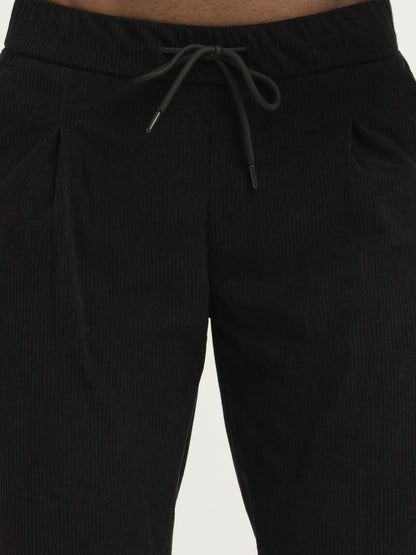 Corduroy Trousers with Multi Pockets Black