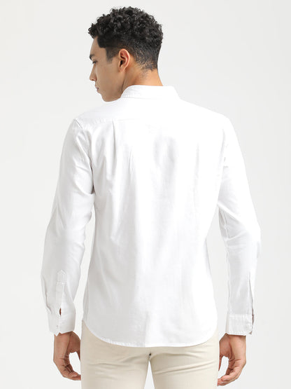 Oxford Cotton Shirt with Button-Down Collar White