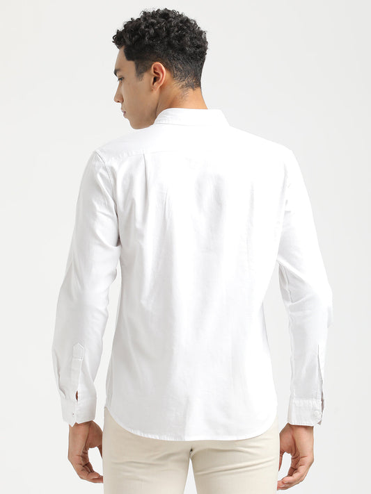 Oxford Cotton Shirt with Button-Down Collar White