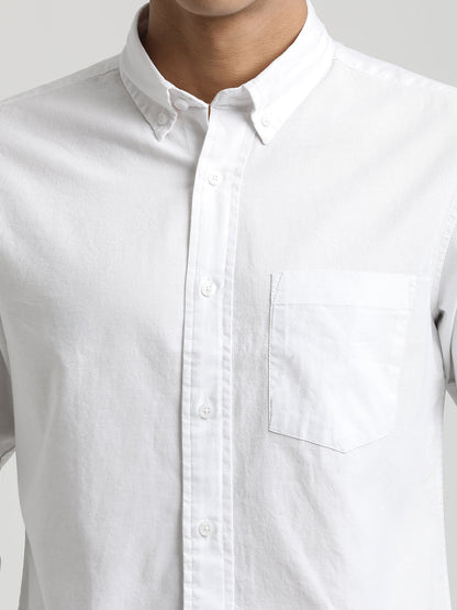 Oxford Cotton Shirt with Button-Down Collar White