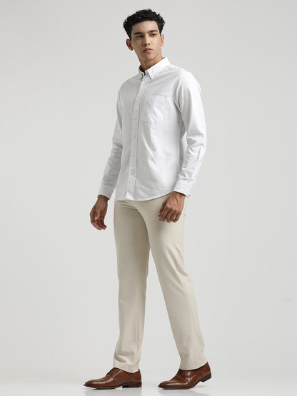 Oxford Cotton Shirt with Button-Down Collar White