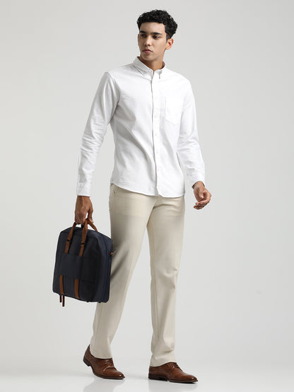 Oxford Cotton Shirt with Button-Down Collar White