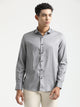 Textured Cotton Shirt with Dobby Weave Grey