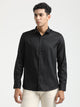 Textured Cotton Shirt with Dobby Weave Black