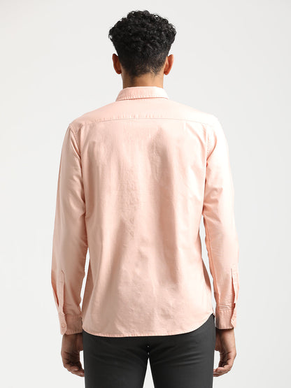 Oxford Cotton Shirt with Button-Down Collar Peach