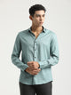 Textured Cotton Shirt with Dobby Weave Green