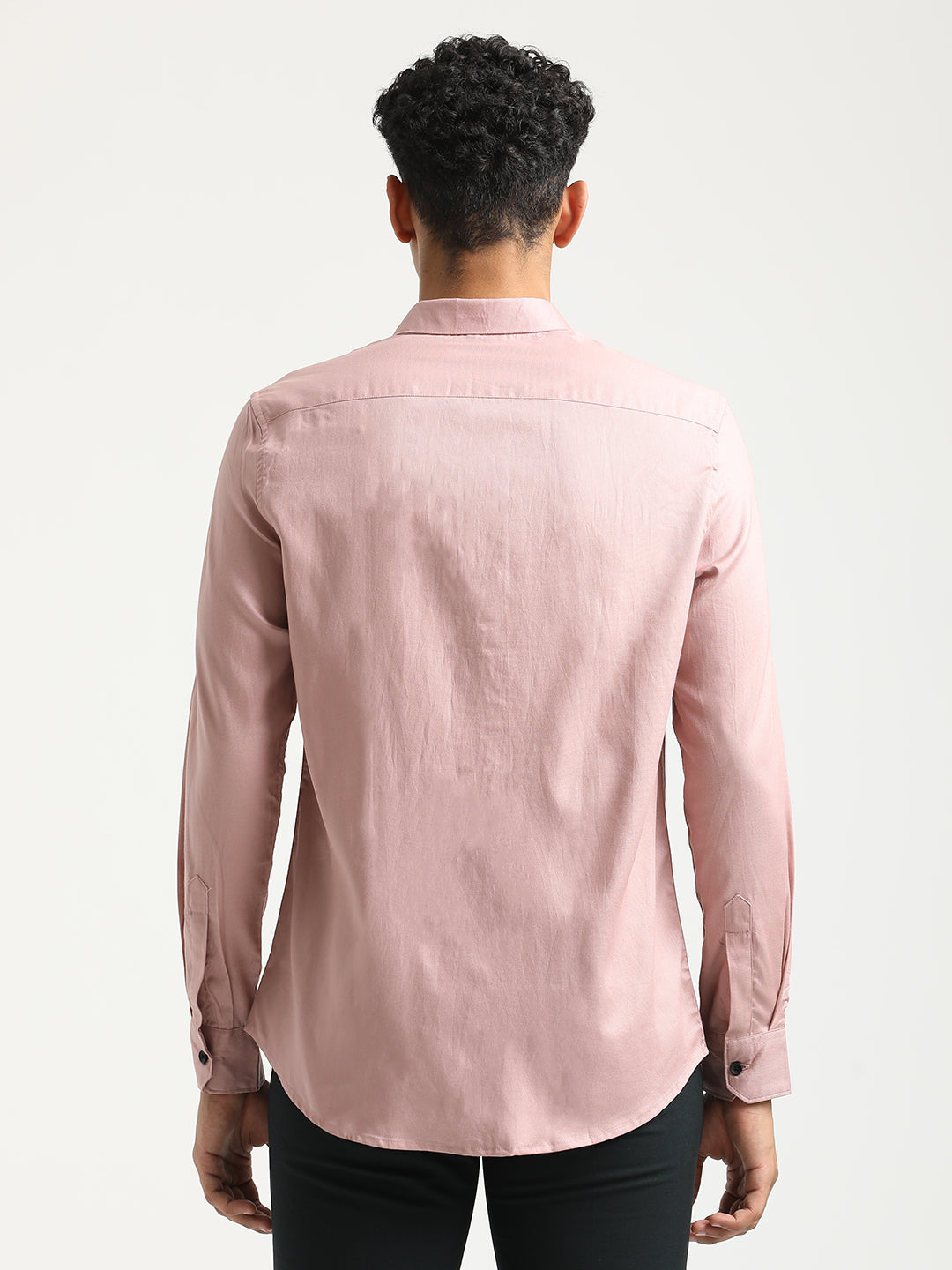 Textured Cotton Shirt with Dobby Weave Pink