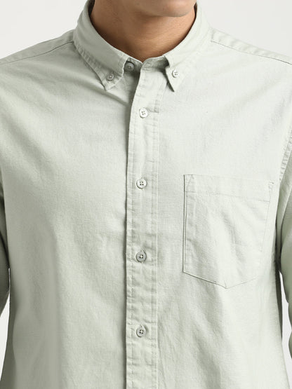 Oxford Cotton Shirt with Button-Down Collar Lt green