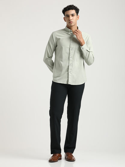 Oxford Cotton Shirt with Button-Down Collar Lt green