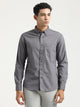 Oxford Cotton Shirt with Button-Down Collar Grey