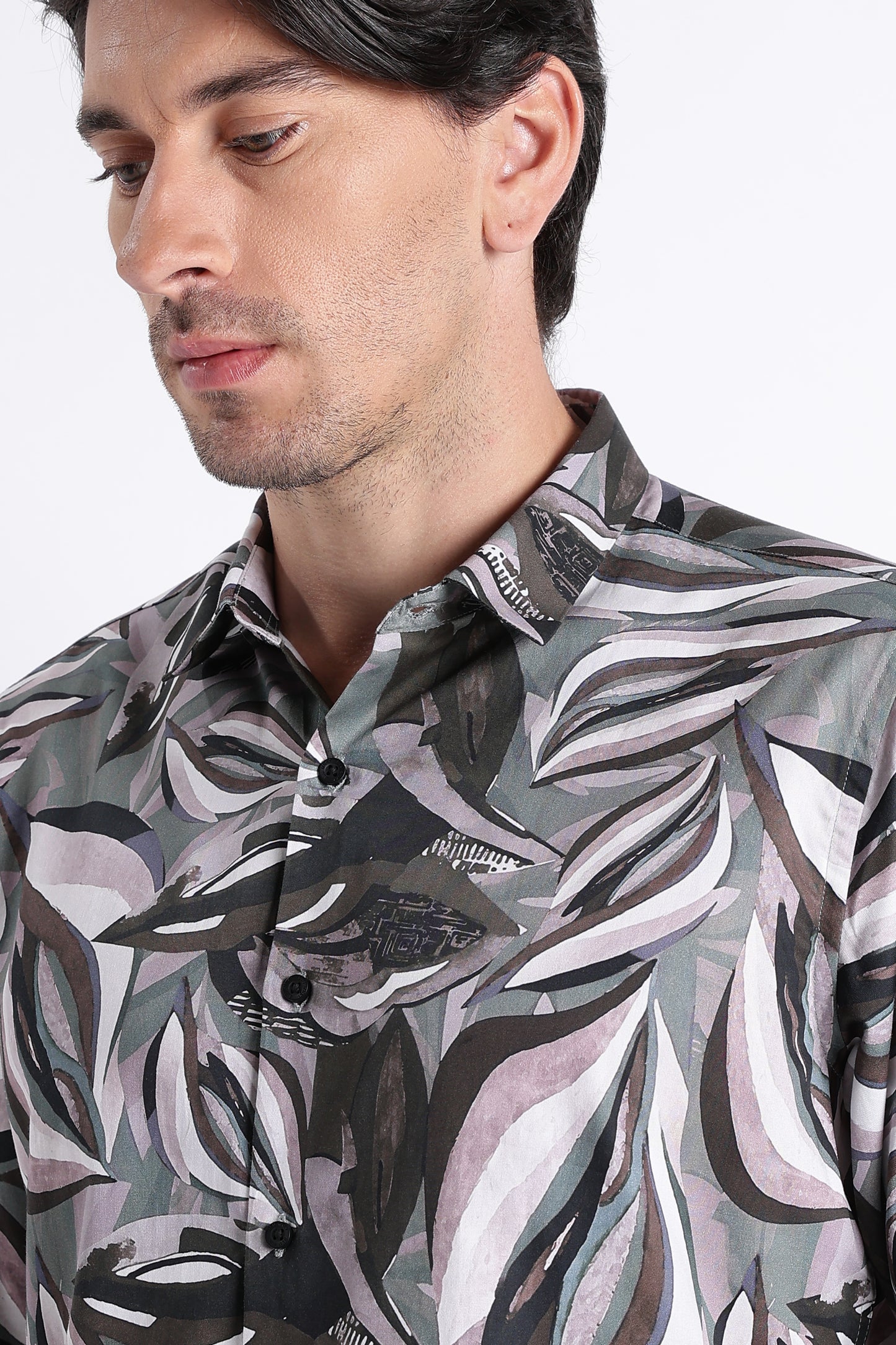 Floral Digital Print Shirt Green