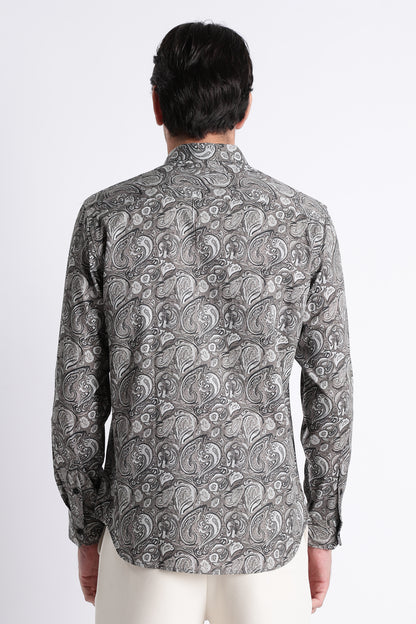 Floral Digital Print Shirt Olive