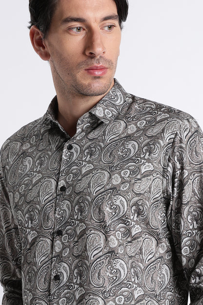 Floral Digital Print Shirt Olive