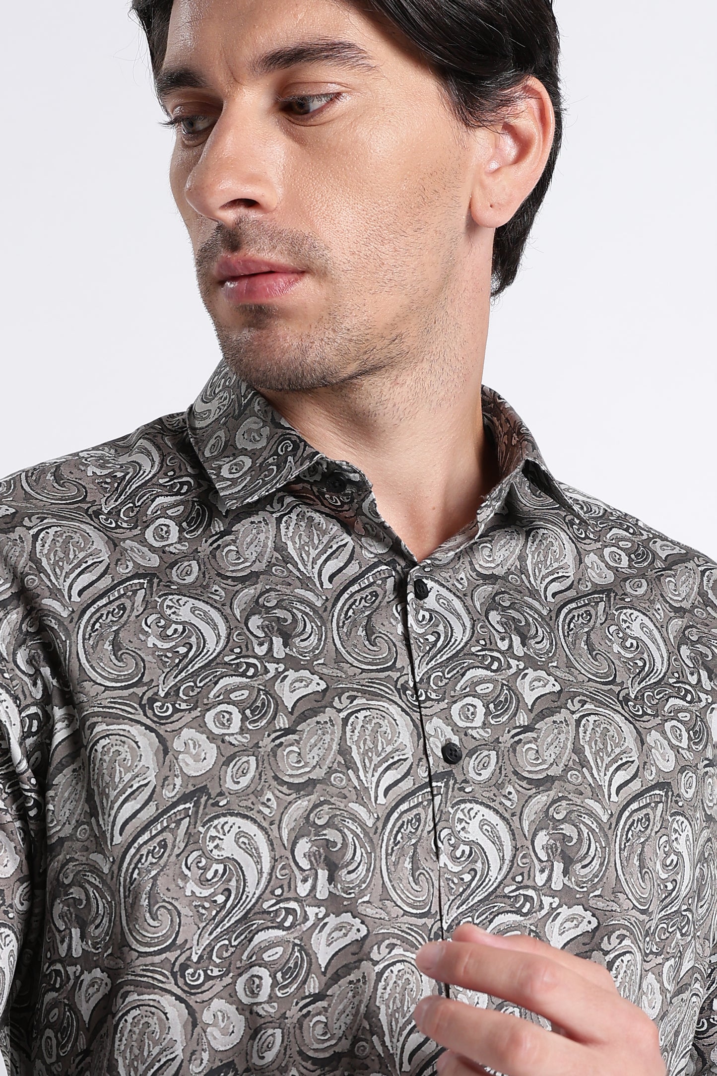 Floral Digital Print Shirt Olive