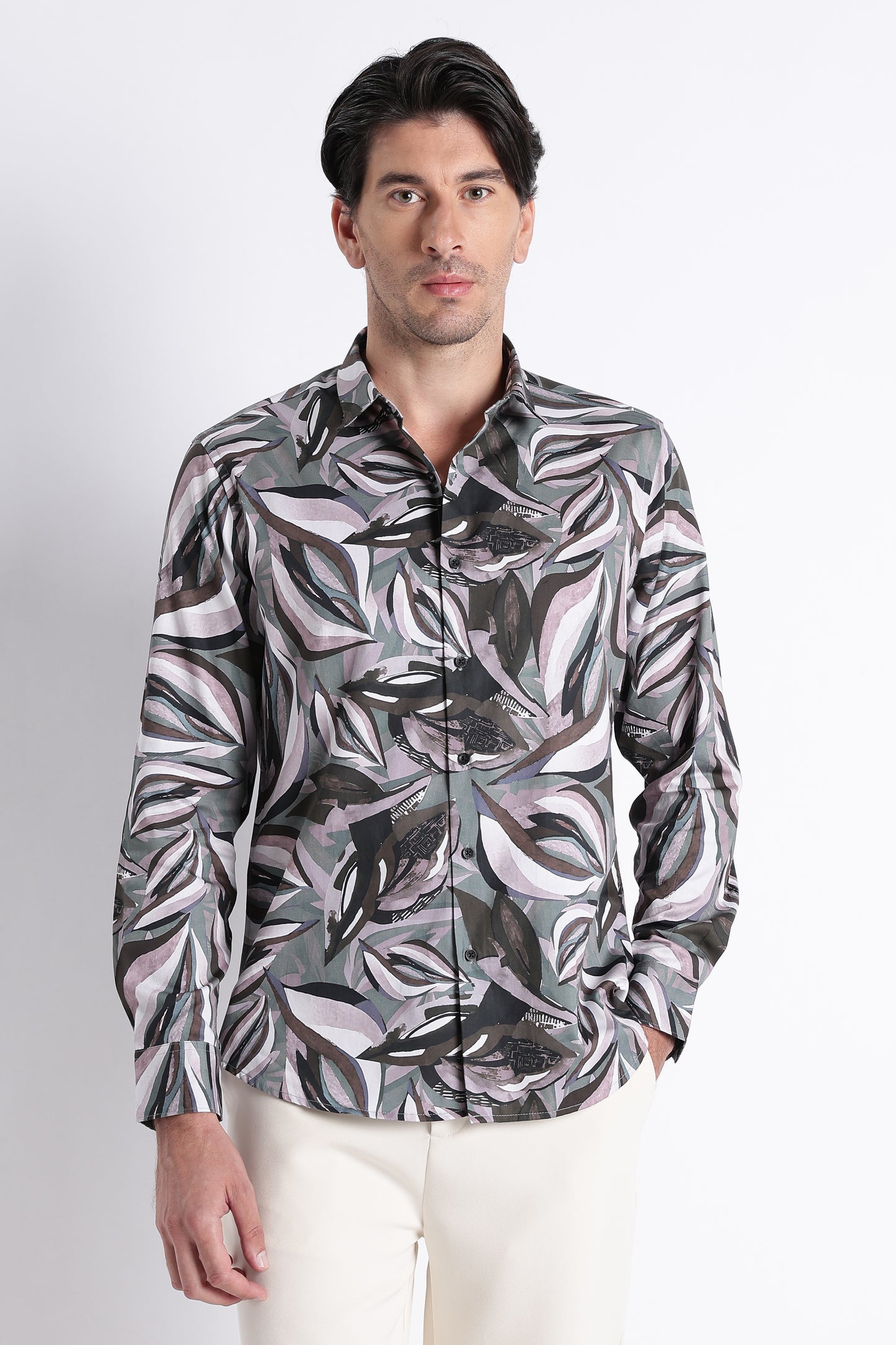 Floral Digital Print Shirt Green