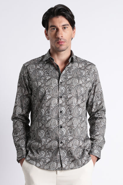 Floral Digital Print Shirt Olive