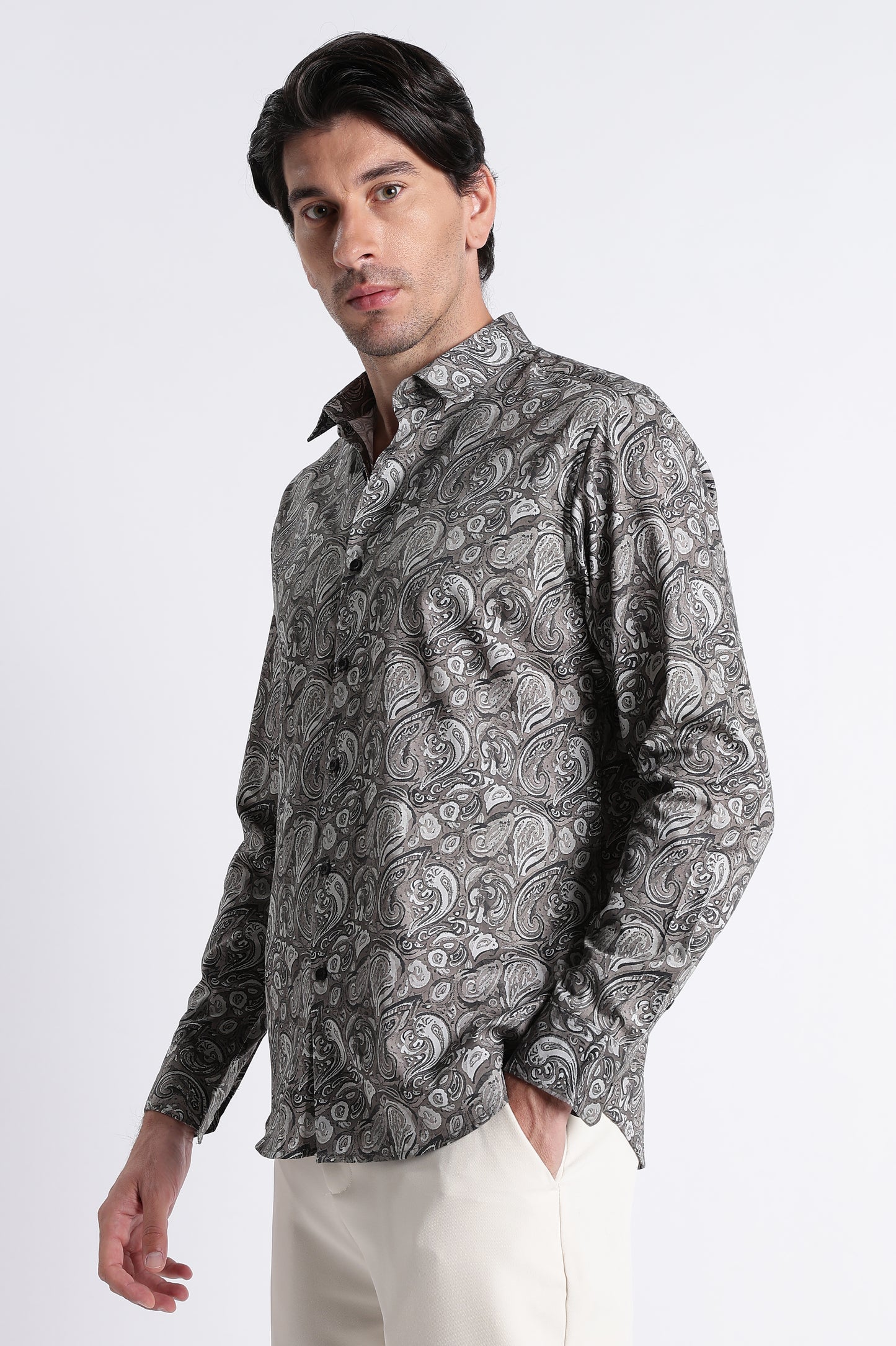 Floral Digital Print Shirt Olive