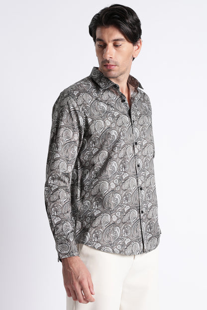 Floral Digital Print Shirt Olive