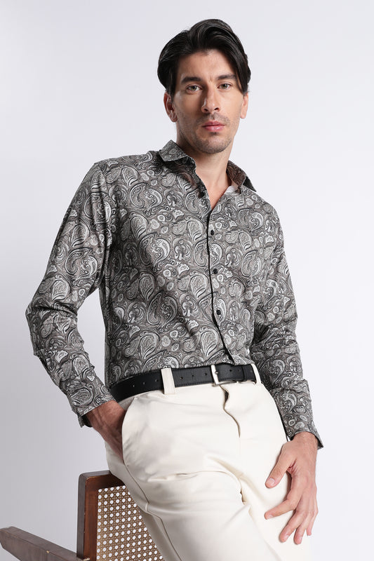 Floral Digital Print Shirt Olive