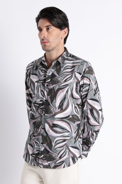 Floral Digital Print Shirt Green
