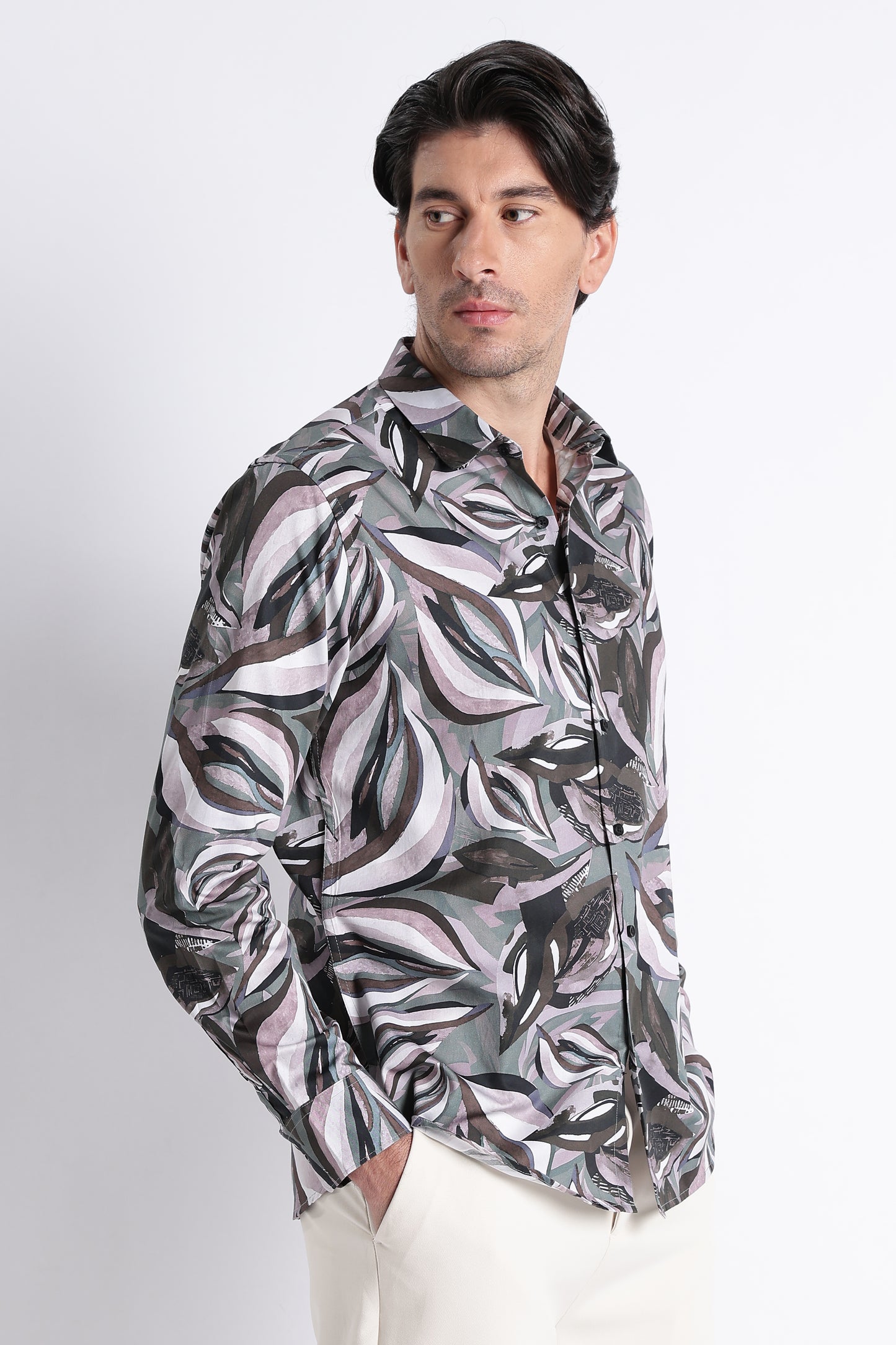 Floral Digital Print Shirt Green