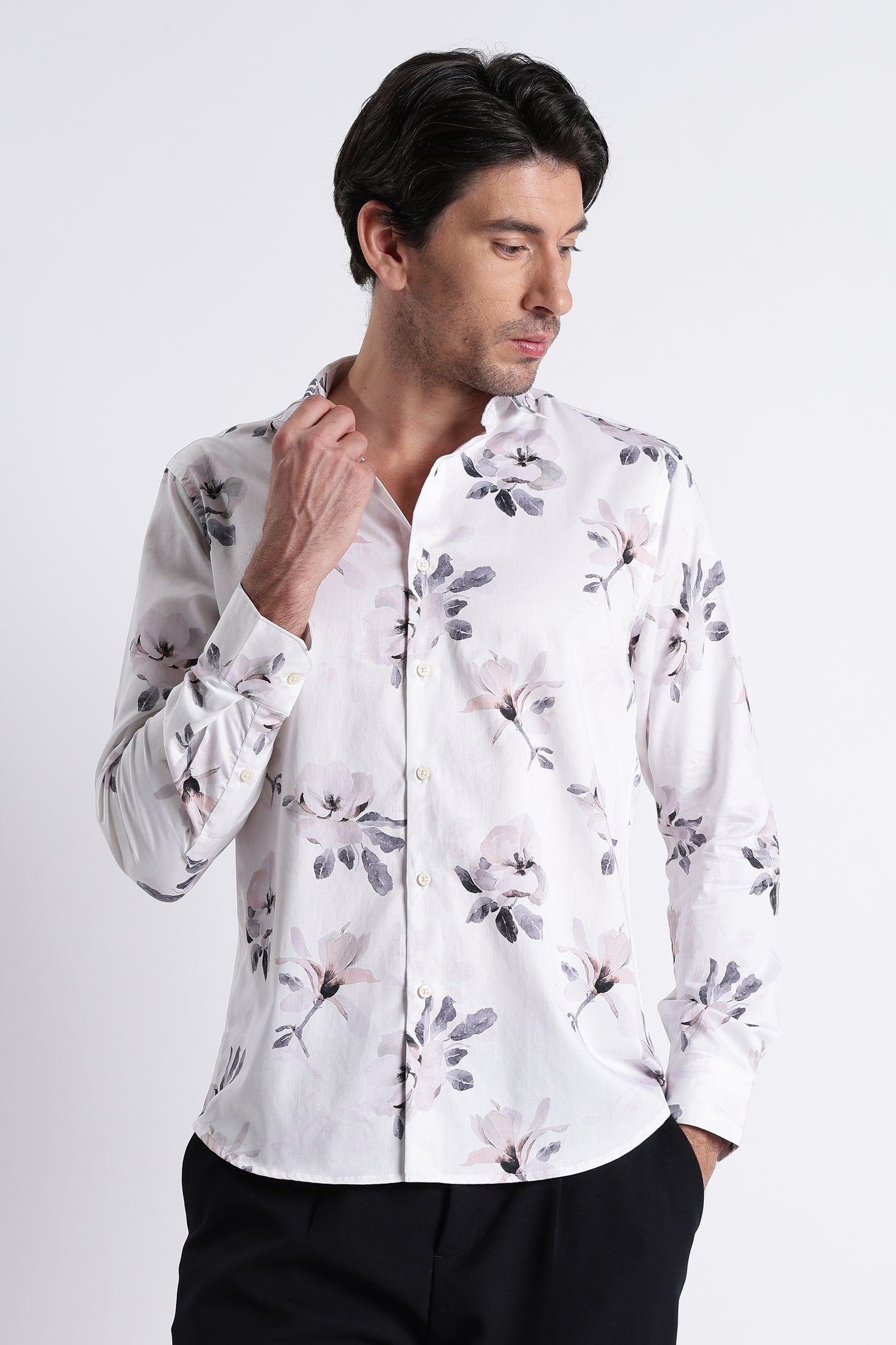 Floral Digital Print Shirt Off White