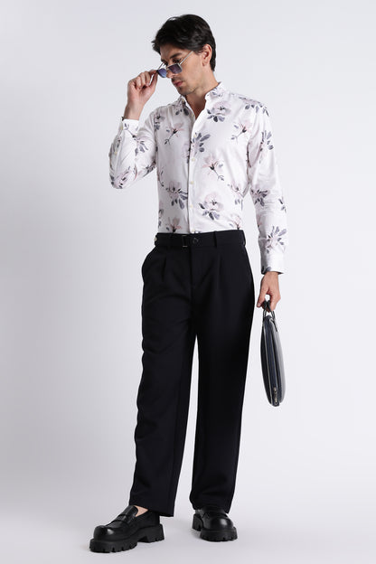 Floral Digital Print Shirt Off White
