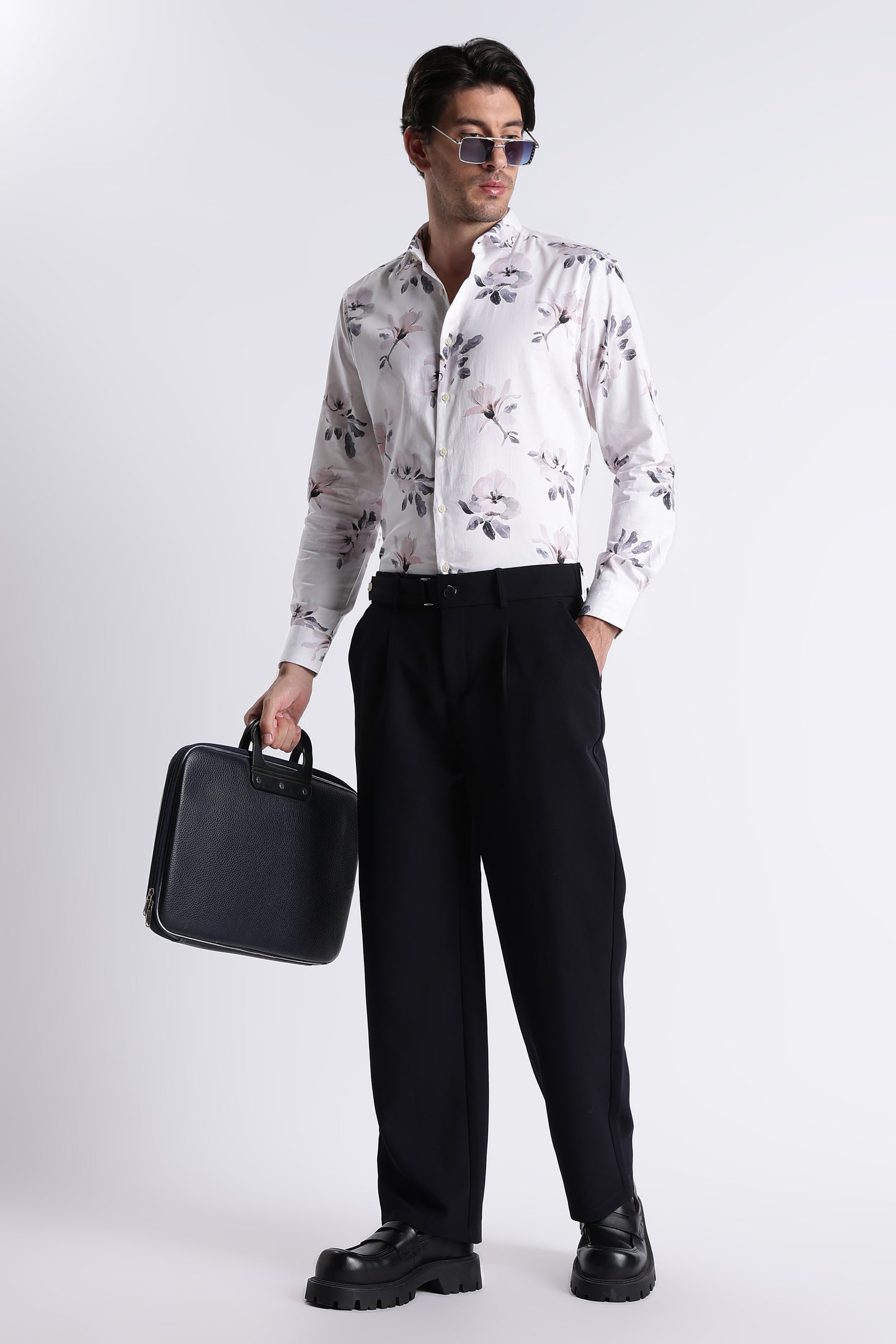 Floral Digital Print Shirt Off White
