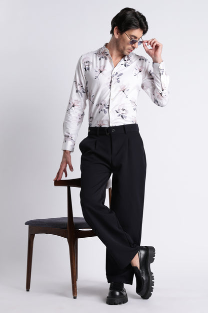 Floral Digital Print Shirt Off White