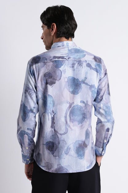 Floral Digital Print Shirt Multi Blue