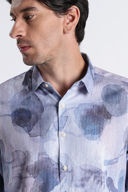 Floral Digital Print Shirt Multi Blue