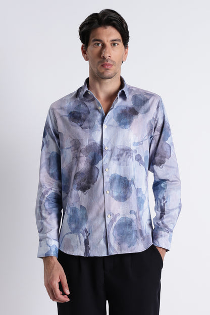 Floral Digital Print Shirt Multi Blue