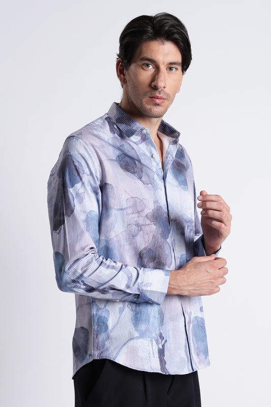 Floral Digital Print Shirt Multi Blue
