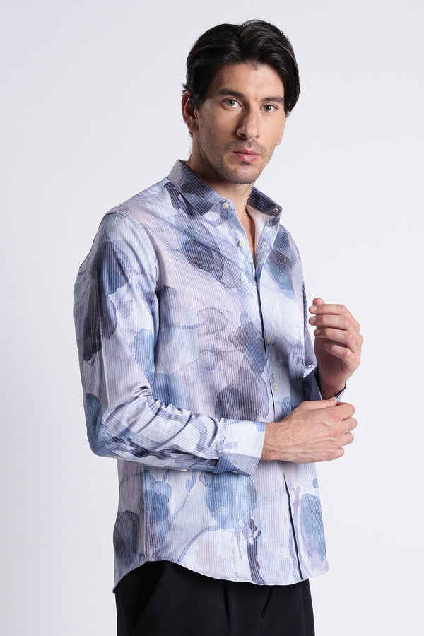 Floral Digital Print Shirt Multi Blue