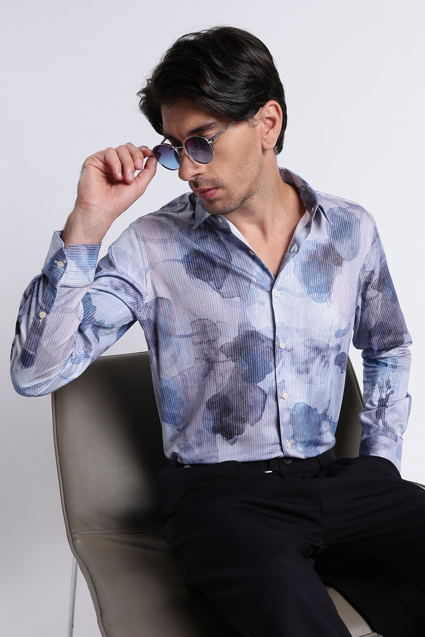Floral Digital Print Shirt Multi Blue