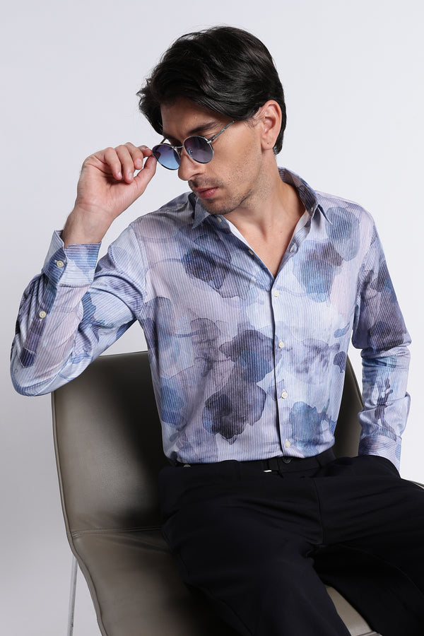 Floral Digital Print Shirt Multi Blue